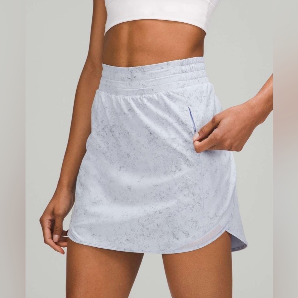 Lululemon Hotty Hot High-Rise Long Skirt Gravel Dust Pastel Blue Multi Size 4